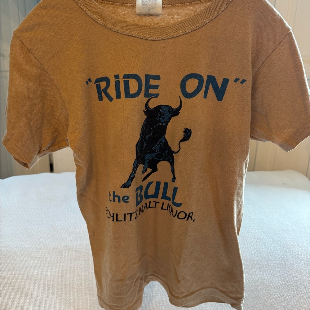 Vintage Baby T-Shirt with Bull Design - Schlitz ad